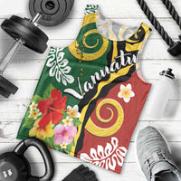 Melanesian Vanuatu Tribal Boar Tusk Men Tank Top Tropical Plants and Namele Motifs - Polynesian Pride
