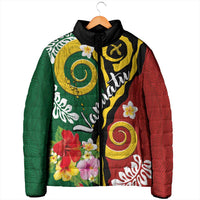 Melanesian Vanuatu Tribal Boar Tusk Padded Jacket Tropical Plants and Namele Motifs - Polynesian Pride