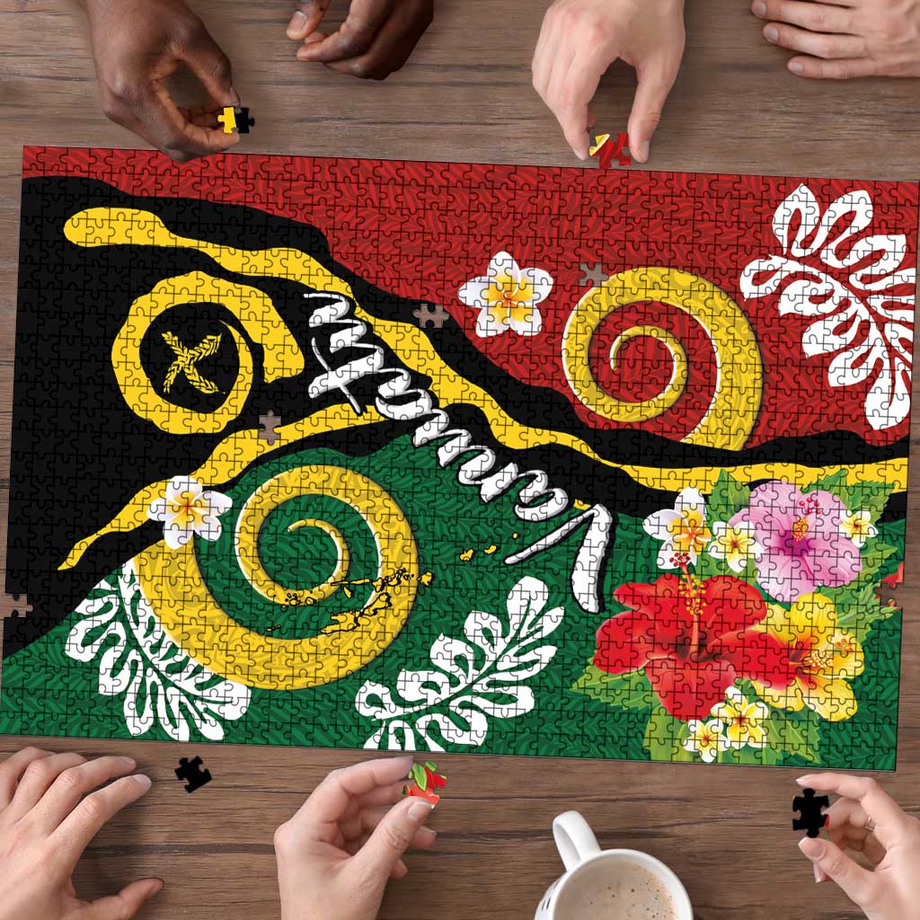 Melanesian Vanuatu Tribal Boar Tusk Puzzle Tropical Plants and Namele Motifs - Polynesian Pride