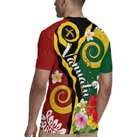 Melanesian Vanuatu Tribal Boar Tusk Rugby Jersey Tropical Plants and Namele Motifs - Polynesian Pride