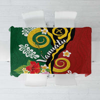 Melanesian Vanuatu Tribal Boar Tusk Tablecloth Tropical Plants and Namele Motifs - Polynesian Pride