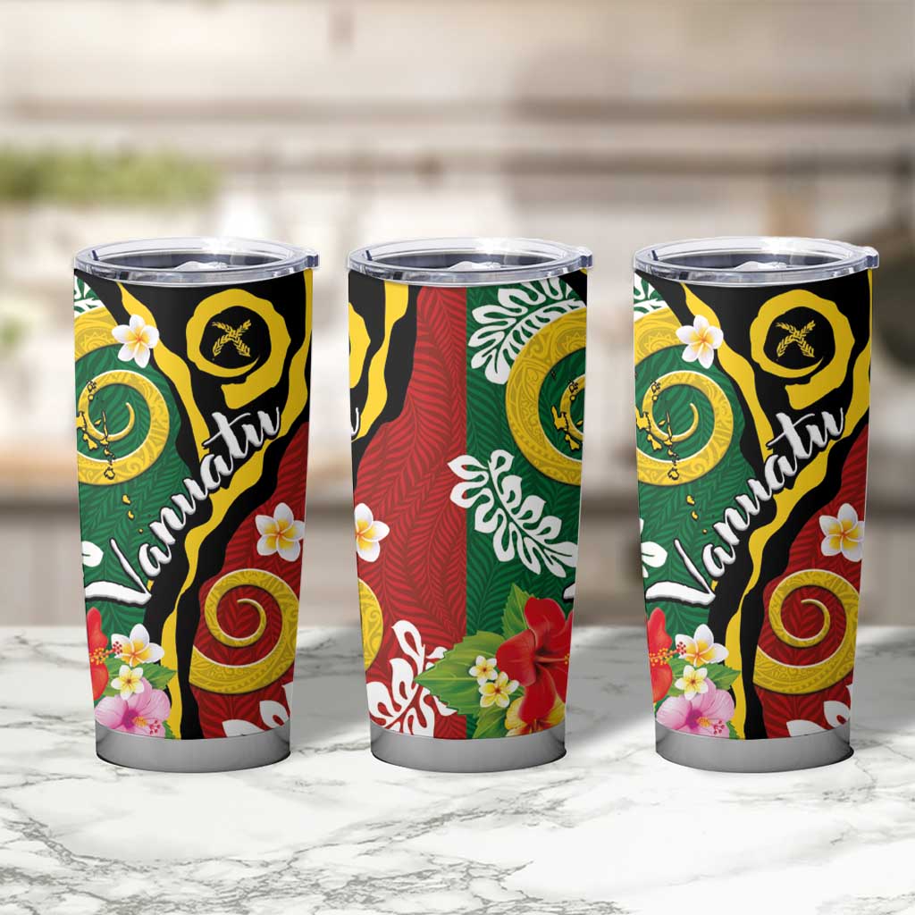 Melanesian Vanuatu Tribal Boar Tusk Tumbler Cup Tropical Plants and Namele Motifs - Polynesian Pride