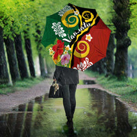 Melanesian Vanuatu Tribal Boar Tusk Umbrella Tropical Plants and Namele Motifs - Polynesian Pride