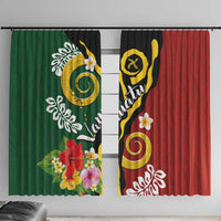 Melanesian Vanuatu Tribal Boar Tusk Window Curtain Tropical Plants and Namele Motifs - Polynesian Pride