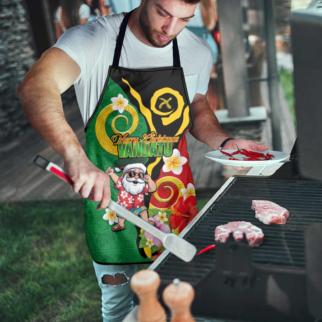 Vanuatu Christmas Apron Funny Santa with Namele and Boar Tusk Tribal - Polynesian Pride
