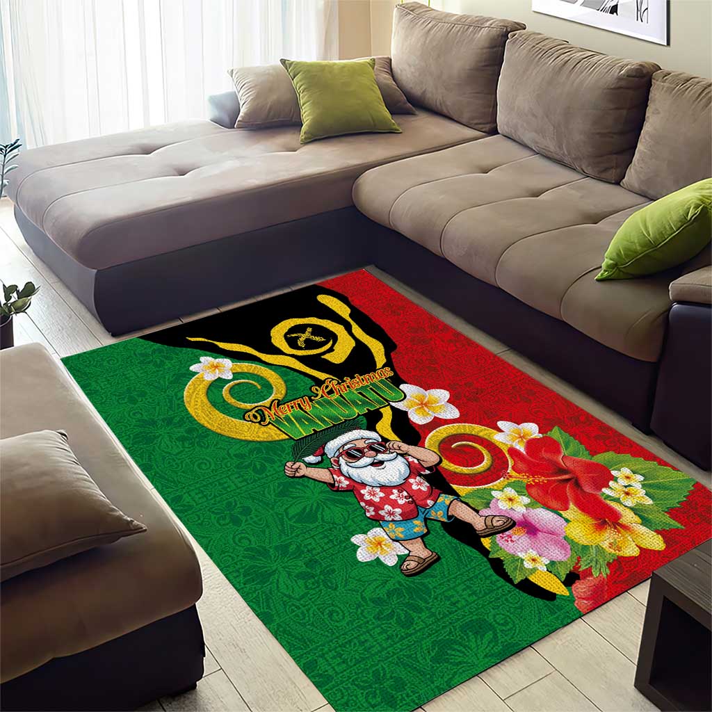 Vanuatu Christmas Area Rug Funny Santa with Namele and Boar Tusk Tribal - Polynesian Pride
