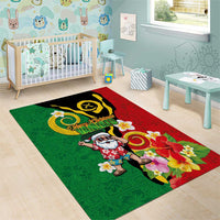 Vanuatu Christmas Area Rug Funny Santa with Namele and Boar Tusk Tribal - Polynesian Pride