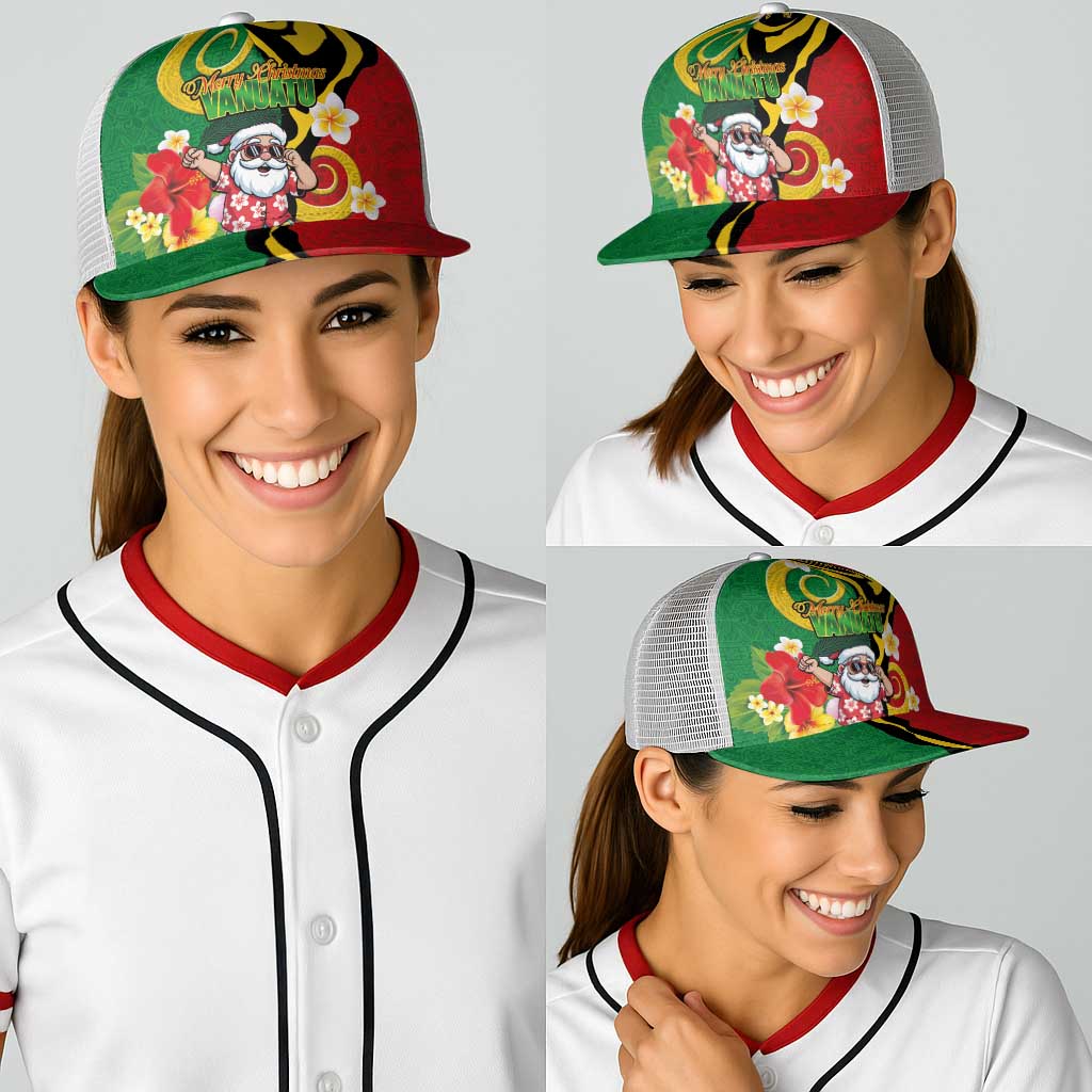 Vanuatu Christmas Baseball Net Cap Funny Santa with Namele and Boar Tusk Tribal - Polynesian Pride