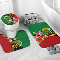 Vanuatu Christmas Bathroom Set Funny Santa with Namele and Boar Tusk Tribal - Polynesian Pride