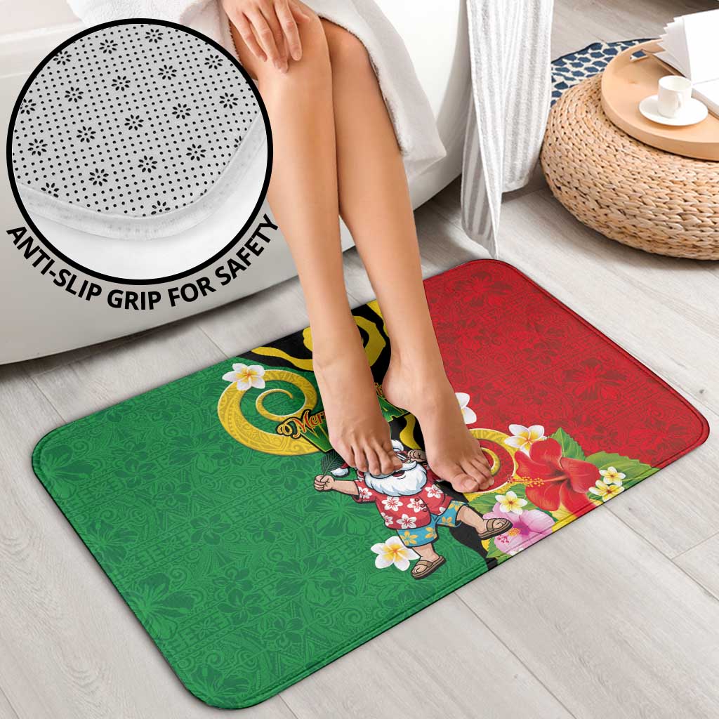 Vanuatu Christmas Bathroom Set Funny Santa with Namele and Boar Tusk Tribal - Polynesian Pride