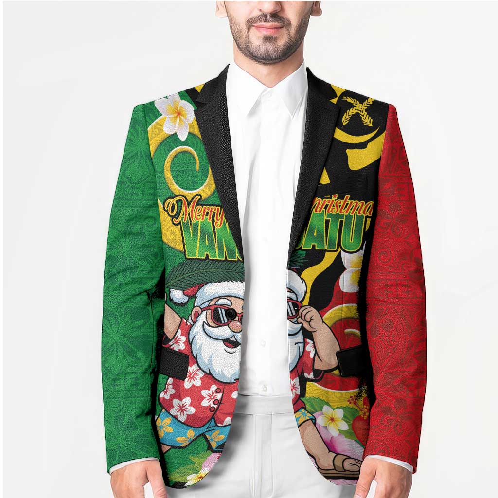 Vanuatu Christmas Blazer Funny Santa with Namele and Boar Tusk Tribal - Polynesian Pride