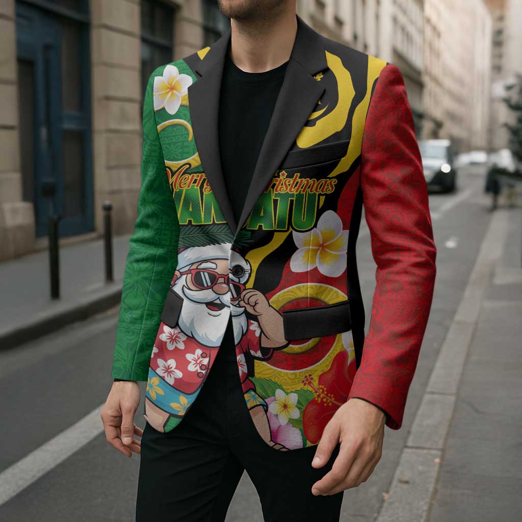 Vanuatu Christmas Blazer Funny Santa with Namele and Boar Tusk Tribal - Polynesian Pride