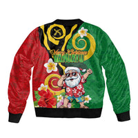 Vanuatu Christmas Bomber Jacket Funny Santa with Namele and Boar Tusk Tribal - Polynesian Pride