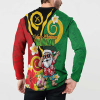 Vanuatu Christmas Button Sweatshirt Funny Santa with Namele and Boar Tusk Tribal - Polynesian Pride