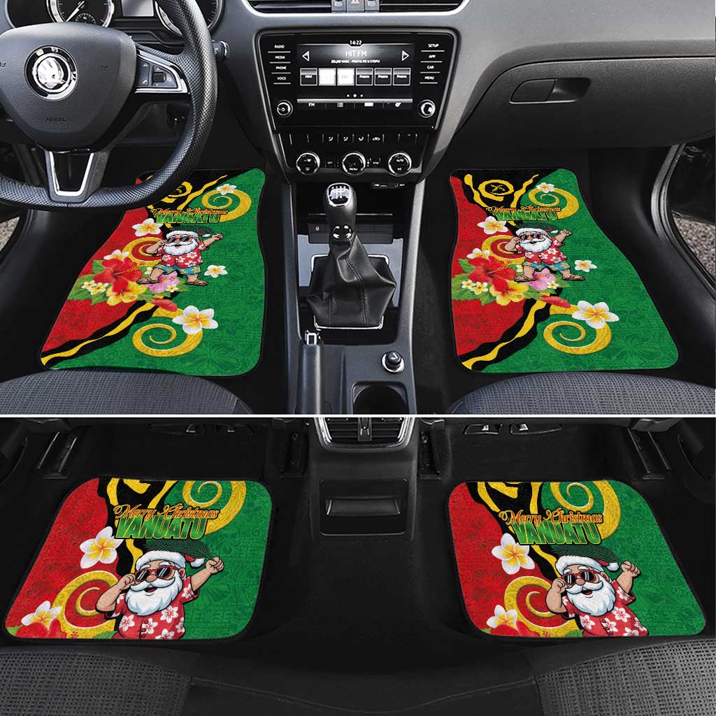 Vanuatu Christmas Car Mats Funny Santa with Namele and Boar Tusk Tribal - Polynesian Pride