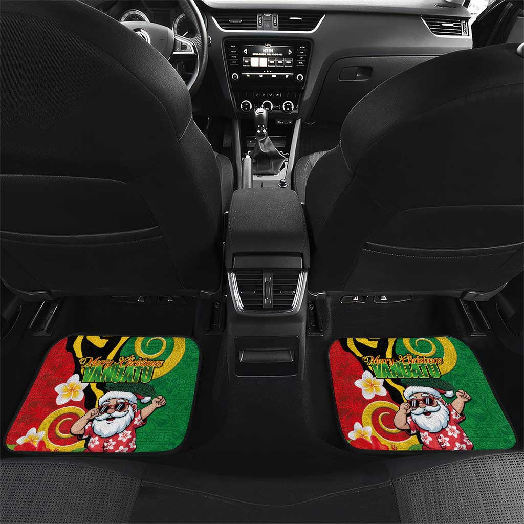 Vanuatu Christmas Car Mats Funny Santa with Namele and Boar Tusk Tribal - Polynesian Pride