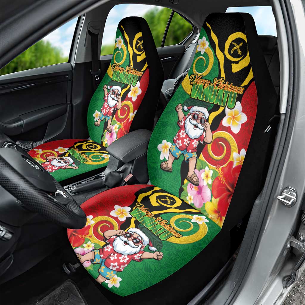Vanuatu Christmas Car Seat Cover Funny Santa with Namele and Boar Tusk Tribal - Polynesian Pride