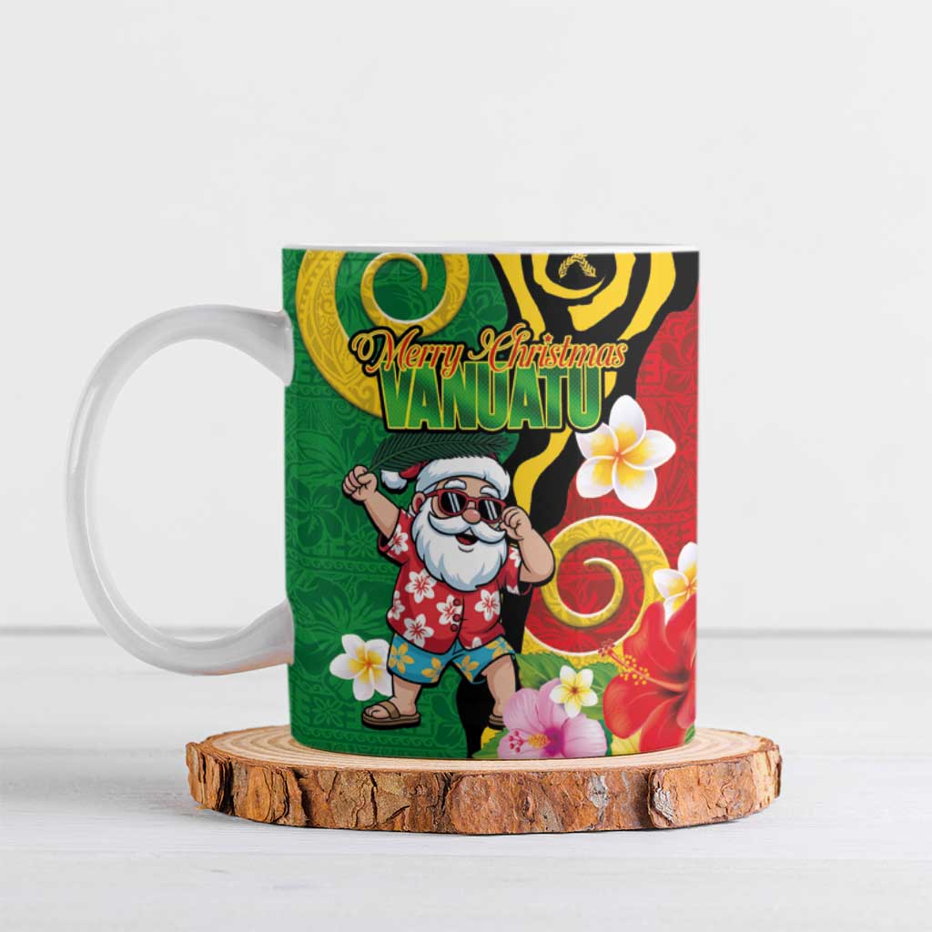 Vanuatu Christmas Ceramic Mug Funny Santa with Namele and Boar Tusk Tribal - Polynesian Pride