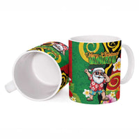 Vanuatu Christmas Ceramic Mug Funny Santa with Namele and Boar Tusk Tribal - Polynesian Pride