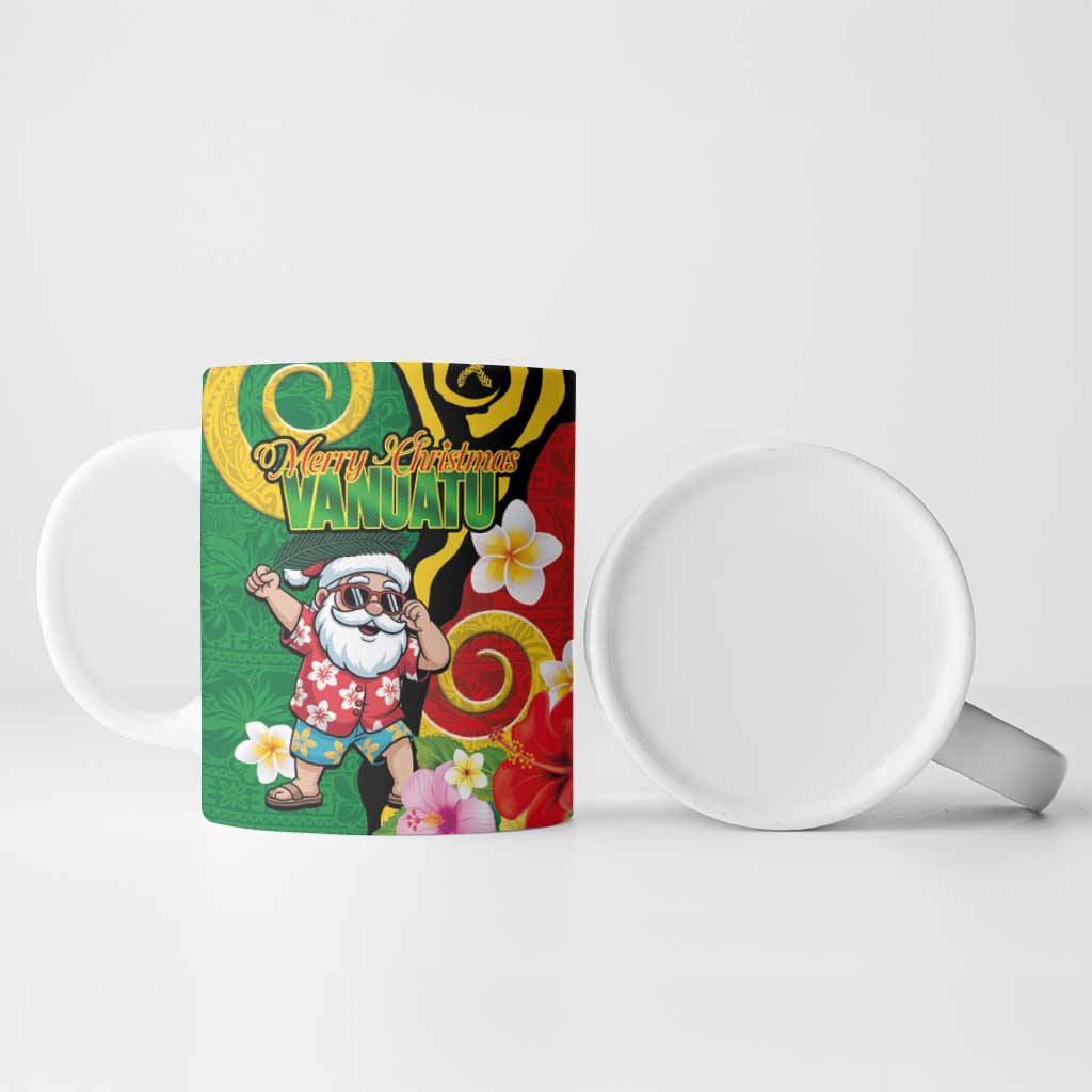 Vanuatu Christmas Ceramic Mug Funny Santa with Namele and Boar Tusk Tribal - Polynesian Pride