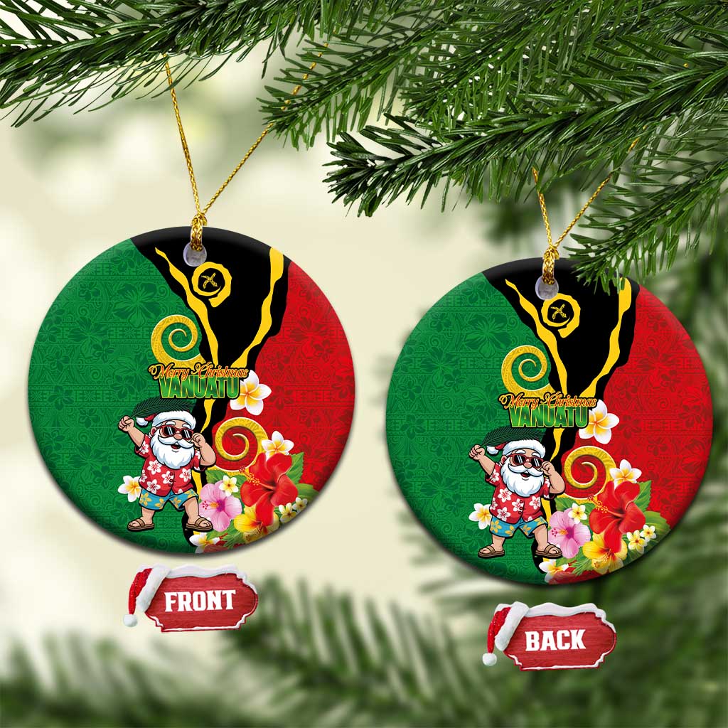 Vanuatu Christmas Ceramic Ornament Funny Santa with Namele and Boar Tusk Tribal - Polynesian Pride