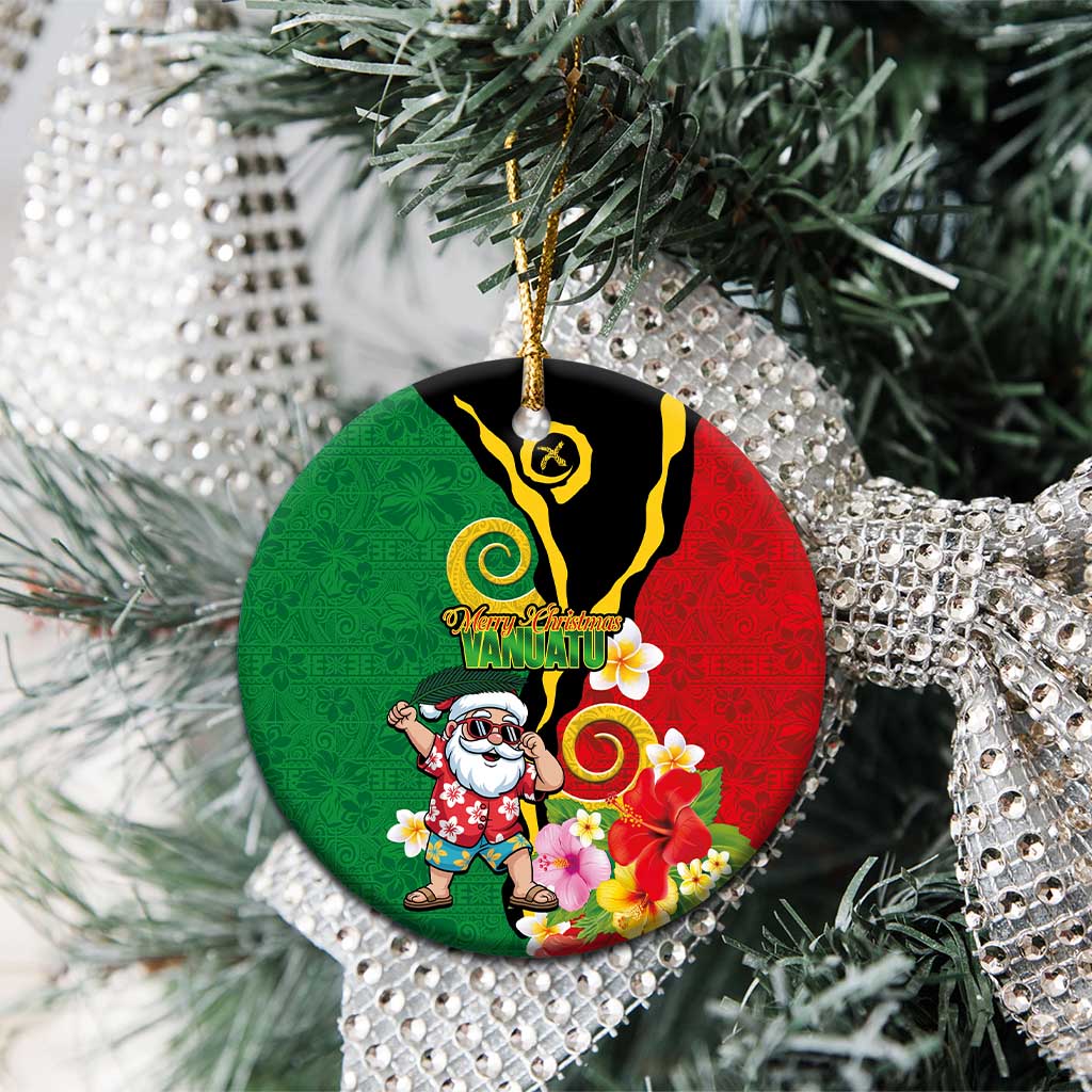 Vanuatu Christmas Ceramic Ornament Funny Santa with Namele and Boar Tusk Tribal - Polynesian Pride