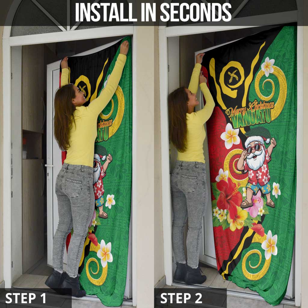 Vanuatu Christmas Door Cover Funny Santa with Namele and Boar Tusk Tribal - Polynesian Pride