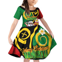 Vanuatu Christmas Family Matching Off Shoulder Short Dress and Hawaiian Shirt Funny Santa with Namele and Boar Tusk Tribal - Polynesian Pride