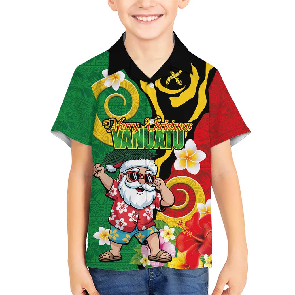 Vanuatu Christmas Family Matching Short Sleeve Bodycon Dress and Hawaiian Shirt Funny Santa with Namele and Boar Tusk Tribal - Polynesian Pride