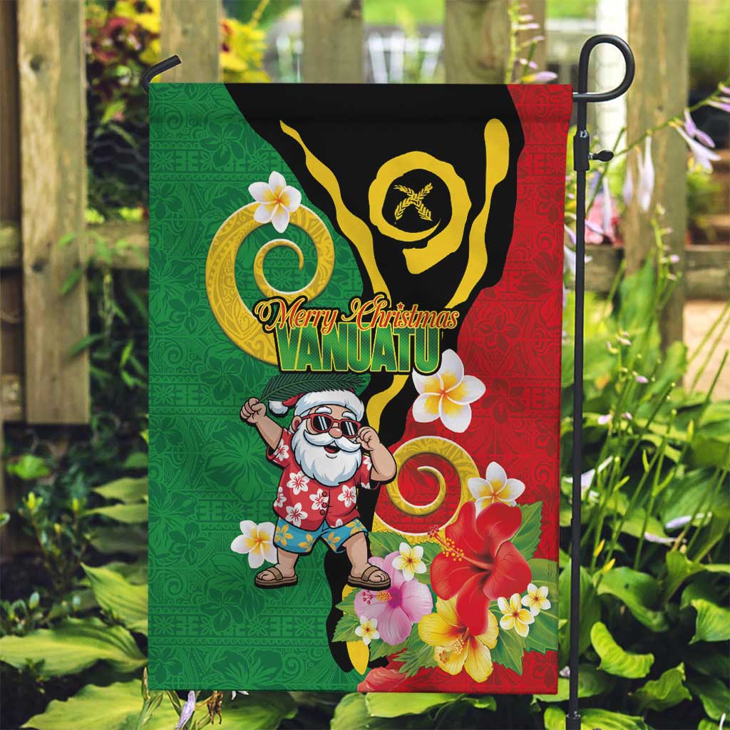 Vanuatu Christmas Garden Flag Funny Santa with Namele and Boar Tusk Tribal - Polynesian Pride
