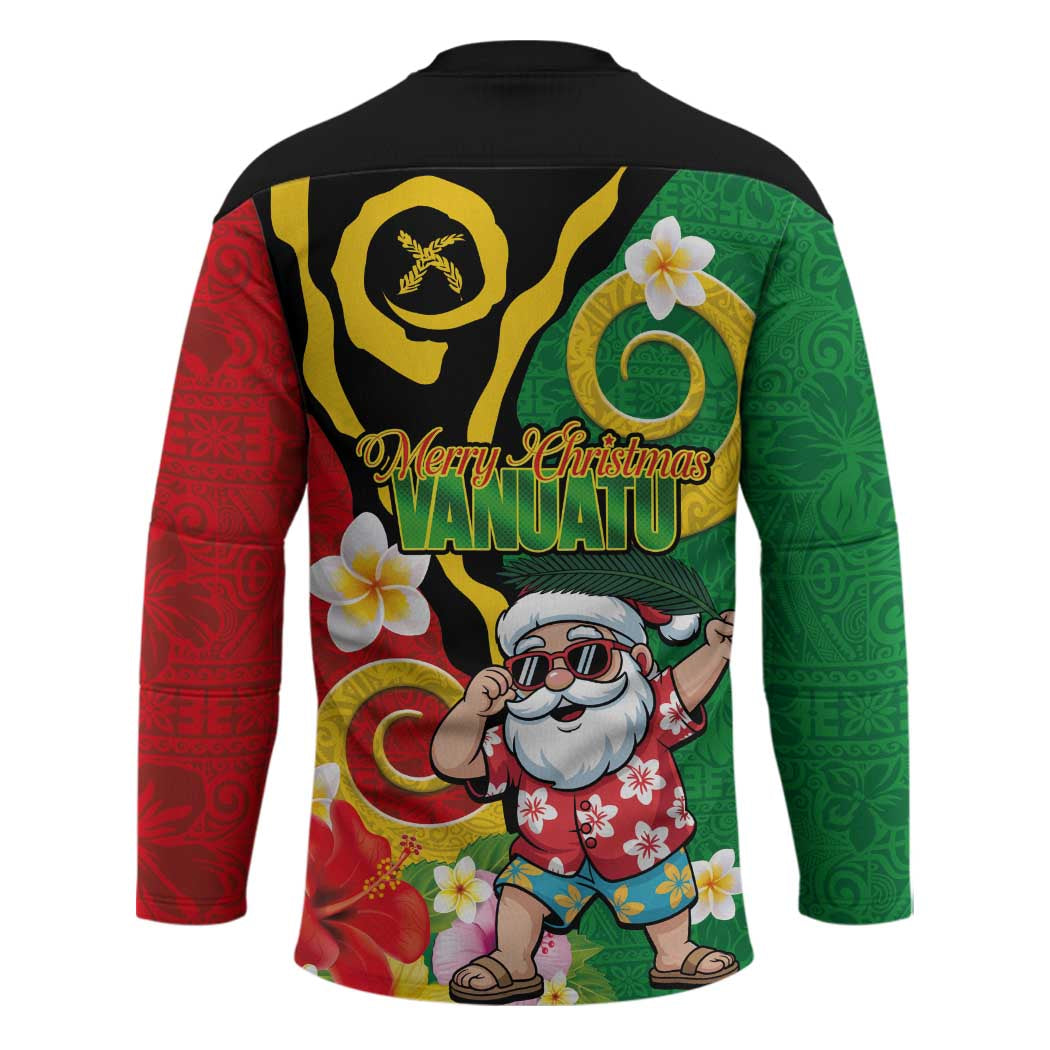 Vanuatu Christmas Hockey Jersey Funny Santa with Namele and Boar Tusk Tribal - Polynesian Pride