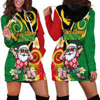 Vanuatu Christmas Hoodie Dress Funny Santa with Namele and Boar Tusk Tribal - Polynesian Pride