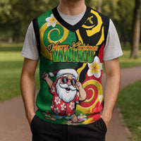 Vanuatu Christmas Knitted V-Neck Vest Funny Santa with Namele and Boar Tusk Tribal - Polynesian Pride