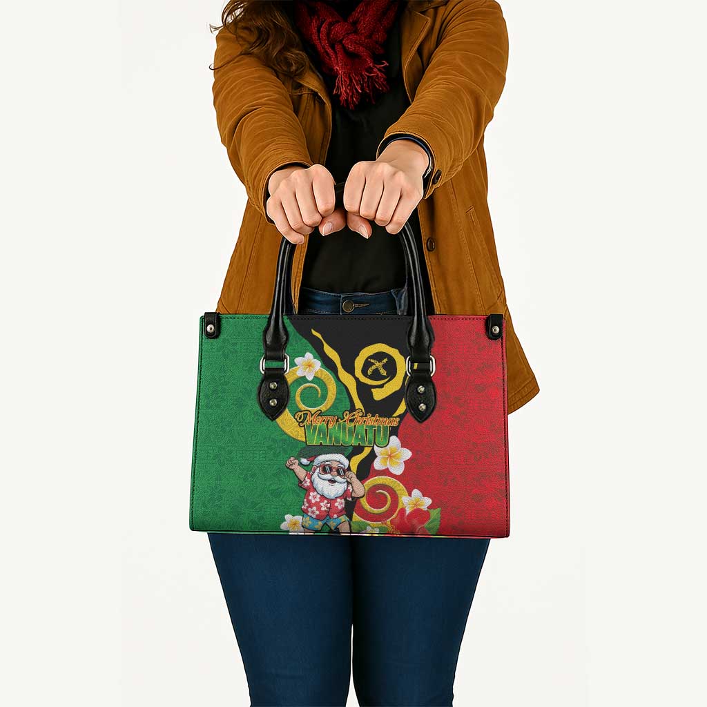 Vanuatu Christmas Leather Bag Funny Santa with Namele and Boar Tusk Tribal - Polynesian Pride