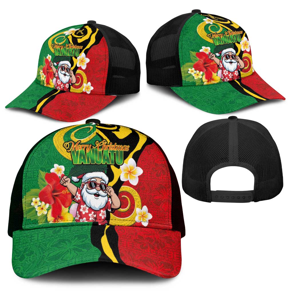 Vanuatu Christmas Mesh Trucker Cap Funny Santa with Namele and Boar Tusk Tribal - Polynesian Pride