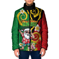 Vanuatu Christmas Padded Jacket Funny Santa with Namele and Boar Tusk Tribal - Polynesian Pride