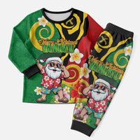 Vanuatu Christmas Pajama Set Funny Santa with Namele and Boar Tusk Tribal - Polynesian Pride