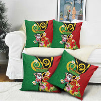 Vanuatu Christmas Pillow Cover Funny Santa with Namele and Boar Tusk Tribal - Polynesian Pride
