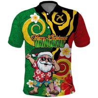 Vanuatu Christmas Polo Shirt Funny Santa with Namele and Boar Tusk Tribal - Polynesian Pride