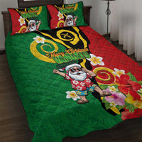 Vanuatu Christmas Quilt Bed Set Funny Santa with Namele and Boar Tusk Tribal - Polynesian Pride