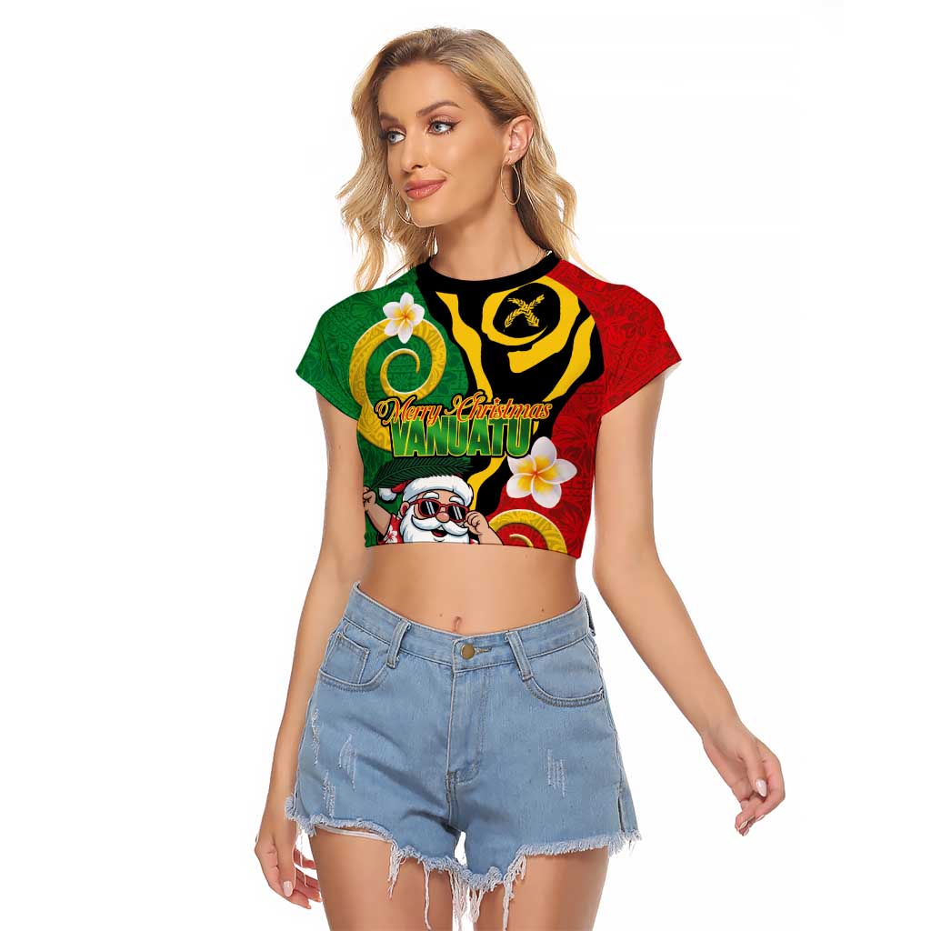 Vanuatu Christmas Raglan Cropped T Shirt Funny Santa with Namele and Boar Tusk Tribal - Polynesian Pride