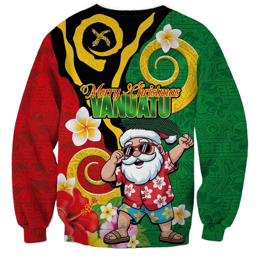 Vanuatu Christmas Sweatshirt Funny Santa with Namele and Boar Tusk Tribal - Polynesian Pride