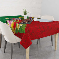 Vanuatu Christmas Tablecloth Funny Santa with Namele and Boar Tusk Tribal - Polynesian Pride