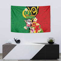 Vanuatu Christmas Tapestry Funny Santa with Namele and Boar Tusk Tribal - Polynesian Pride