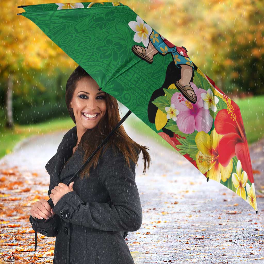 Vanuatu Christmas Umbrella Funny Santa with Namele and Boar Tusk Tribal - Polynesian Pride