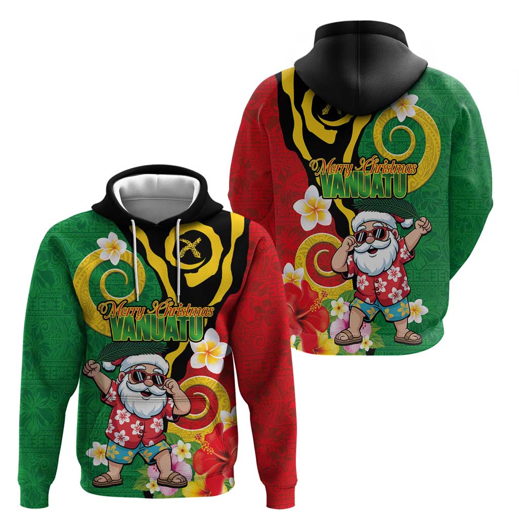 Vanuatu Christmas Zip Hoodie Funny Santa with Namele and Boar Tusk Tribal - Polynesian Pride