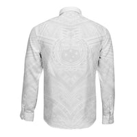 Samoan Lotu a Tamaiti Long Sleeve Button Shirt Coat of Arms and Polynesian Pattern