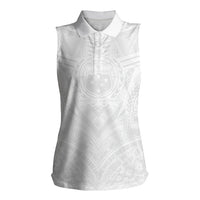 Samoan Lotu a Tamaiti Women Sleeveless Polo Shirt Coat of Arms and Polynesian Pattern