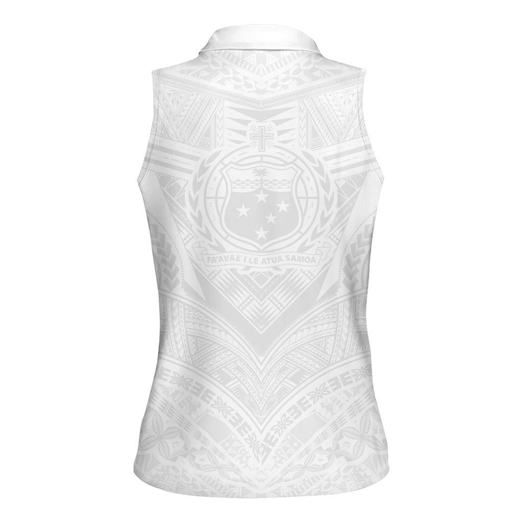 Samoan Lotu a Tamaiti Women Sleeveless Polo Shirt Coat of Arms and Polynesian Pattern