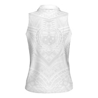 Samoan Lotu a Tamaiti Women Sleeveless Polo Shirt Coat of Arms and Polynesian Pattern